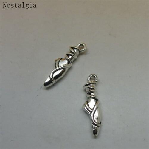 Nostalgia 10Pcs Ballerina Dancer Ballet Shoes Charm Cute DIY Jewelry Accessories Making 24*7MM