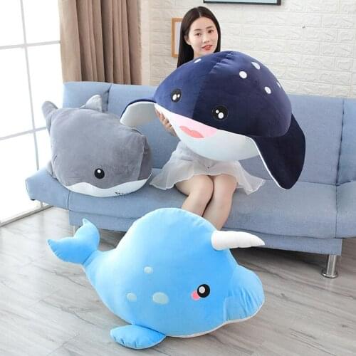 New Giant Funny Cartoon Whale Shark Plush Toy Soft Animal Doll Appease Cushion Gift For Children Girls Pillow Baby Birthday Gift