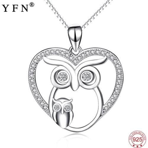 YFN Women Necklaces Jewelry 925 Sterling Silver Mother Baby Animal Owl Love Heart Pendants Necklaces Best Gifts for Mothers Day