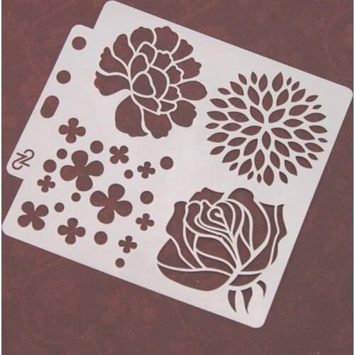 P15D 9pcs/set Tree Airbrush Painting Stencil DIY Scrapbooking Album Craft Reusable