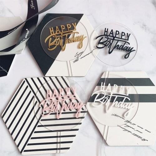 Transparent Round Double Layer Happy Birthday Cake Decorations Birthday Baking Party Celebration Topper Cake T4X1