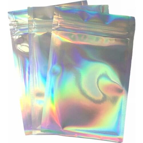 Rainbow Holographic Metallic Foil Glitter Mailer Bag Self Sealing Envelope Packaging Pouches Mylar Bags Storage Pouches Bags
