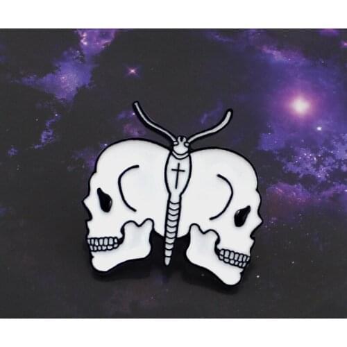 Split double skull skeleton brooch Halloween horror back to back brooch skull jewelry gift to a friend pendant jewelry