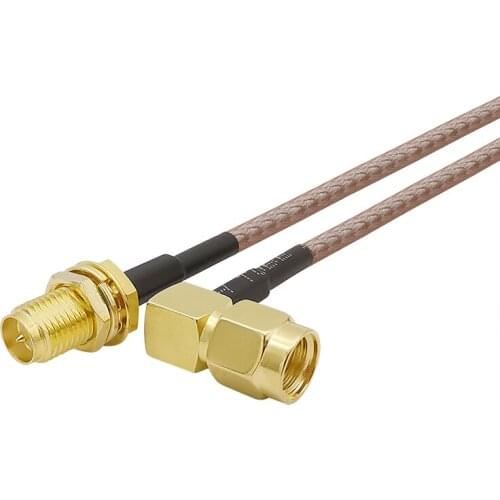 RG316D Double Shield Silver RP SMA Male Right Angle to RP SMA Female Low Loss Wires Pigtail Antenna Cable 7/10/15/20/ 30/ 50CM
