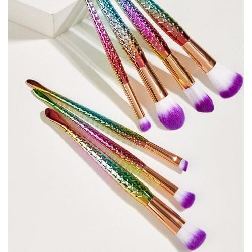 Mermaid Makeup Brush Set Tools Powder Foundation Eyeshadow Lip Eyeliner Blush Marble Face Makeup Brushes 7pcs