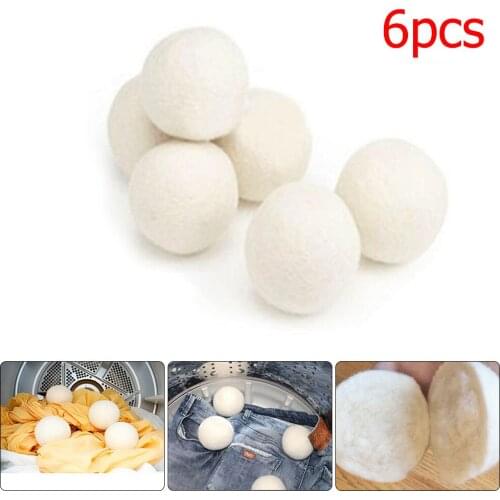 6PCS Laundry Clean Dryer Ball Reusable Natural Organic Laundry Fabric Softener Ball Wool Dryer Washing Drying Balls Accessories