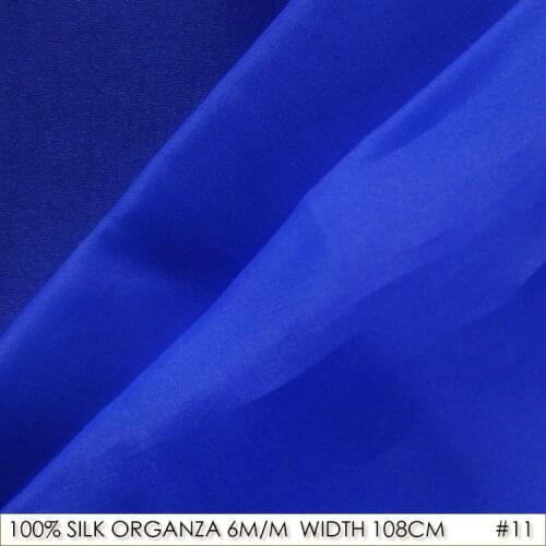 SILK ORGANZA Gauze 108cm width 6momme/100%Natural Silk Tulle Roll Wedding Dress Fabric Transparent Gauze Wholesale Blue NO 11