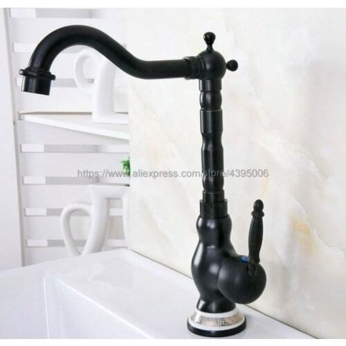 Basin Faucets Black Brass Bathroom Sink Mixer Deck Mounted Single Handle Single Hole WC Bathroom Faucet Hot and Cold Tap Bnf660