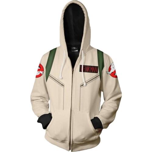 Movie Ghost Busters Hoodie Ghostbusters Hoodie 3D Printed Zip Up Sweatshirts Fashion Coat Adult Plus Size