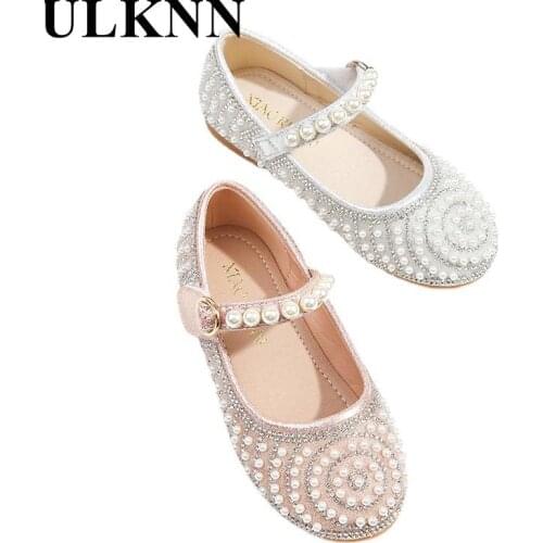 Girls princess shoes fall 2021 new childrens soft bottom single girl dancing shoes pearl crystal shoe