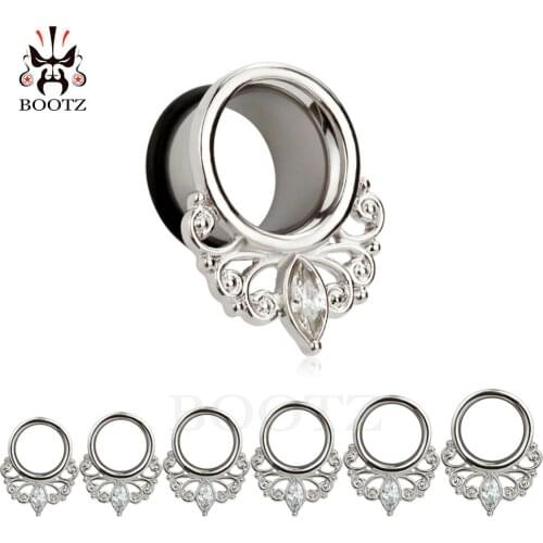 KUBOOZ Piercing single flared ear plugs piercing body jewelry silver ear tunnels stainless steel gauges wholesale