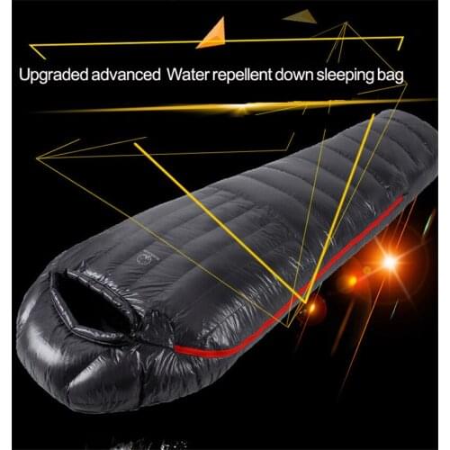 Upgraded 95% White Goose Down Mummy Camping Sleeping Bag Cold Winter Ultralight Shield Design Camping Stitching FP850