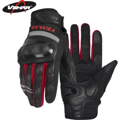 VEMAR Motorcycle Leather Gloves Breathable Touch Screen Full Finger Gloves Cycling Reflective Gloves Motocross MTB Racing Gloves
