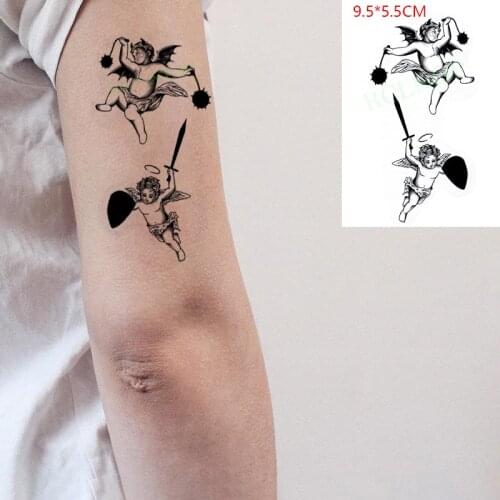 Waterproof Temporary Tattoo Sticker Cupid Angel Wings Baby Sword Body Art Flash Tatoo Fake Tatto for Woman Men