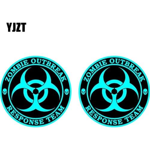 YJZT 7.6CM*7.6CM 2X Evil ZOMBIE OUTBREAK RESPONSE TEAM Reflective Car Sticker C1-7114