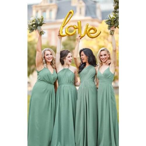 Summer Women Long Elegant Chiffon Green Plus Size Bridesmaid Dresses 2021 New Arrival Size 2-26W robe demoiselle d honneur femme