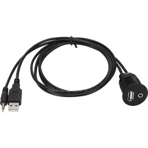 1M Car Dashboard Flush Mount Panel USB 2.0 3.5mm AUX RCA Extension Cable Flush Mount Male to Female Cable Car Styling Dashboard
