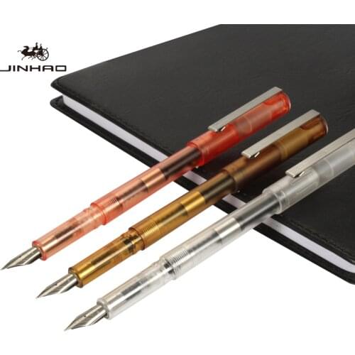 1PC JINHAO 991 Stainless Steel Clip 0.5mm Fountain Pen Matte Transparent Color Ink Pen School Office Supplies Writing Stationery