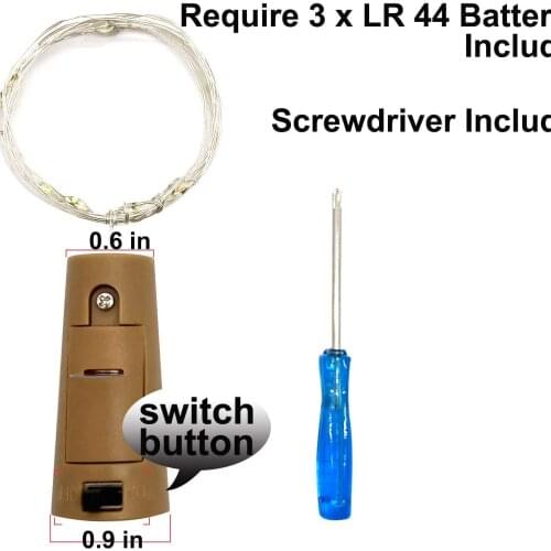 10Pcs/Lot Battery Powered Garland Wine Bottle Lights with Cork 1m/2mLED Silver Wire Colorful Fairy Lights String for Party Decor