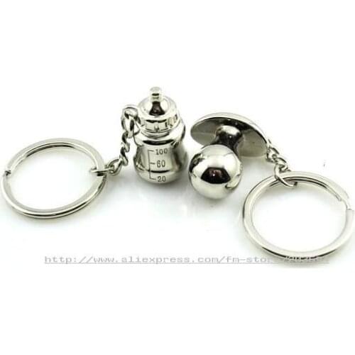 12 pairs/lot Alloy Nipple bottle Key chain/Key ring holder Best Gift for Lover Best Gift to Valentines
