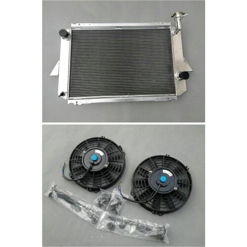 3 Row Aluminum Radiator+2*Fan For Nissan Patrol MQ 4.0L Petrol MT Manual 1980-1987 80 81 82 83 84 85 86 87