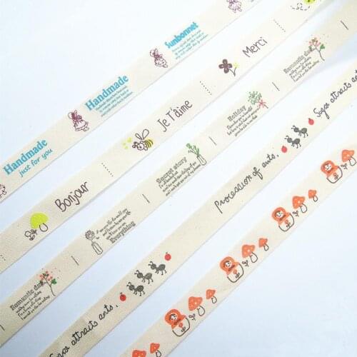 5/8" 15mm Matryoshka doll ant je t'aime cotton ribbon 5 yards/lot DIY hair bows packing Wedding gift Wrapping Christmas Ribbons