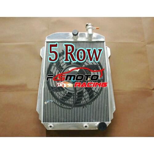 5 ROW Aluminum Radiator + Fan For Chevy Hot/Street Rod 350 5.7 V8 With Tranny Cooler 1939 AT/MT KIT 39 5.7L
