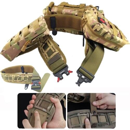 Army Molle Battle Belt Adjustable Nylon Training Waistband Release Tactical Belt Men Outdoor Hunting Working EDC Pouch Carrier