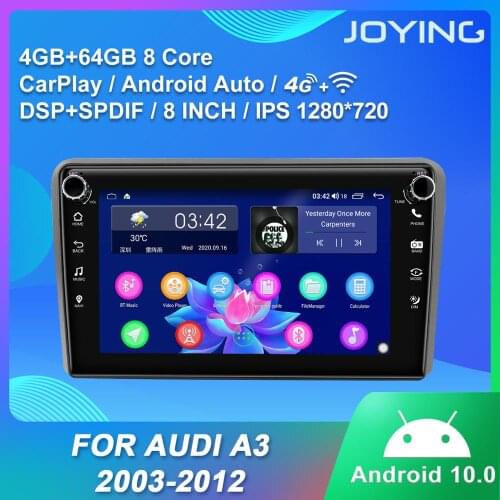 JOYING Android 10.0 car radio head unit 8" IPS GPS system audio stereo support fast boot/Rear view camera for Audi A3 2003-2012