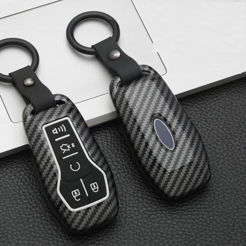 Glossy Carbon fiber ABS Car Remote Key Cover Case For Ford Fusion Mondeo Mustang F-150 Explorer Edge 2015 2016 2017 2018