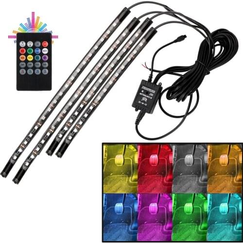 RGB App LED Strip Atmosphere Lamp Car Interior Foot Light Auto Decorative Light Remote Control Music Voice control Ambient Lamp