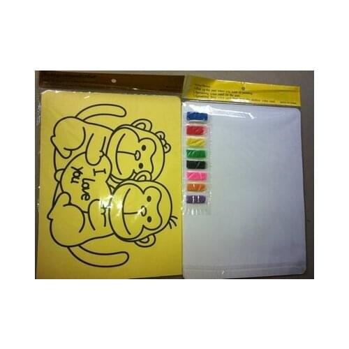 Kids toys 100pcs/lot,Mixed degisns DIY Color Sand painting kits for childrens educational toys