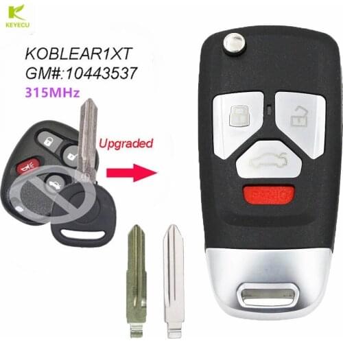 KEYECU Upgraded Flip Remote Car Key Fob 315MHz ID46 for Buick Chevrolet GMC CHEVY MONTE CARLO FCC ID: KOBLEAR1XT , P/N: 10443537
