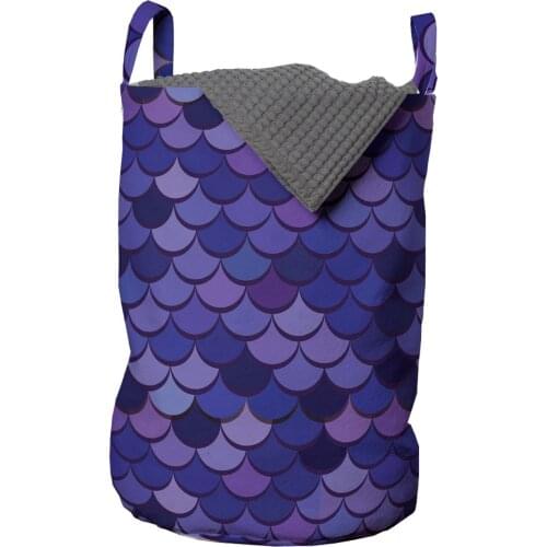 Mermaid Tail Laundry Basket Purple Quartz Squama Scales Organizer for Clothes Underwear Socks Toys Wash Bag & Home Storage