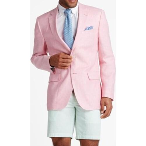 2021 Summer Fashion Handsome Tailor Made Pink Men Suits Slim Fit Wedding Dinner Beach Party Male Clothing Jacket Men Shorts