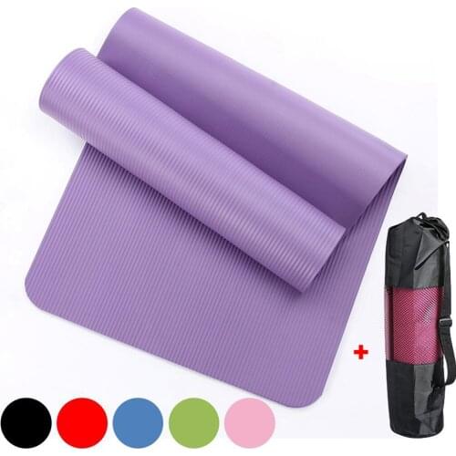 NBR Yoga Mat Anti-skid 183*61cm Non-slip 10MM Thick Pad Fitness Pilates Mat Outdoor Gym Exercise Fitness Free Carry Rope X37WB