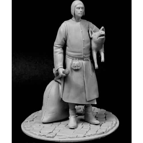 New Unassembled 1/32 ancient man stand with bag in winter Resin Figure Unpainted Model Kit