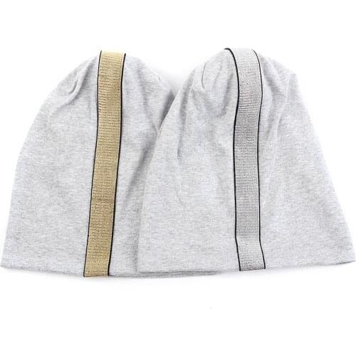 Charm Wood Adult Beanie Hat Skull Autumn Winter Warm Hat Beanies Skull Cap Silver Stripe Accessory For Women Men