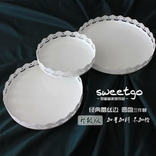 Cake display tray 8''/10''/12''round cake stand white iron dessert platter Home baking &pastry decoration supplier cake tools