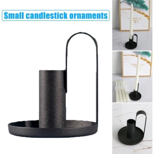 Newly 1/2Pcs Retro Iron Candle Holder Matte Black Candlestick Simple Elegant Table Decorations for Dining Room Christmas