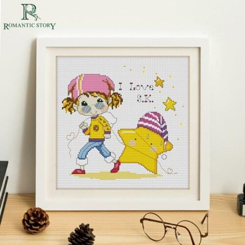 Romantic Story New Arrival Cartoon Paintings Counted DIY Cross Stitch Kits for Kids Embroidery Cross-Stitch Handmade Needlework