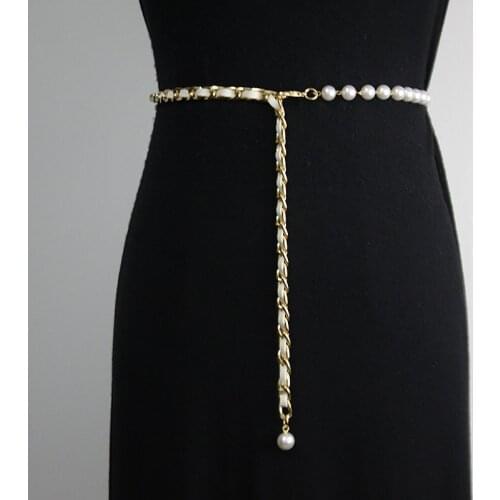 Net red pearl waist chain womens skirt, shirt, suit, waist closing chain, decorative womens belt, fashionable and versatile