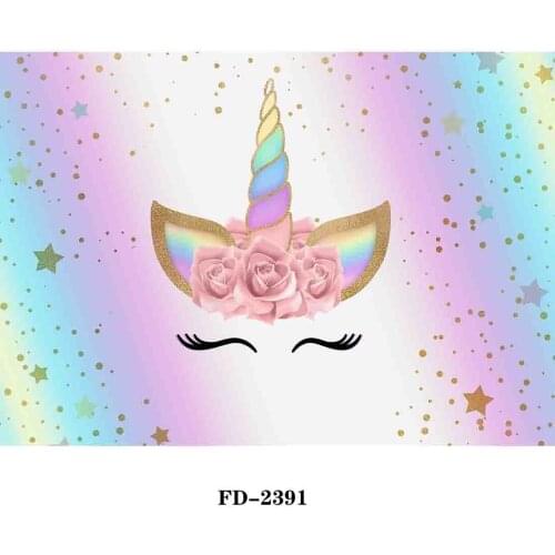 SHENGYONGBAO Vinyl Unicorn theme Photography Backdrop Rainbow Birthday Newborn Banner Flower Party Studio Background 21519-56