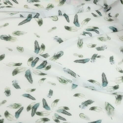 Chiffon Fabric Feather Print 50D Chiffon Fabric Cosplay Dancing Dress Beach Skirt Scarf Fashion Sewing Fabric