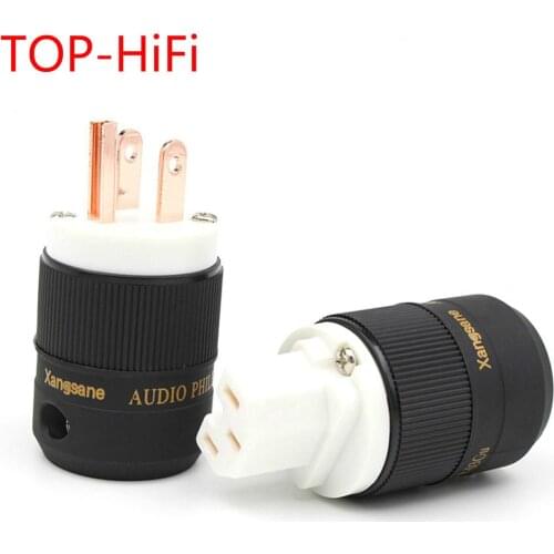 TOP-HiFi pai Power Plug Red Copper US power plug IEC Connector Audio Power Socket Connector for DIY US power cable