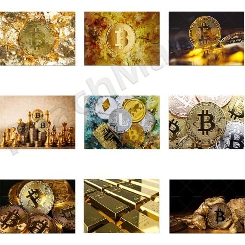 Modern abstract currency background canvas paintings and posters, stylish and creative Bitcoin home decoration art pictures