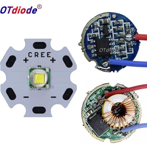 Cree XML XM-L T6 10W High Power LED Emitter Cool White Diode 16/20mm PCB+17mm/22mm DC3.7V 12V Driver