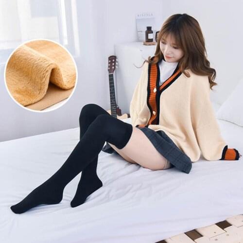 Fashion Warm Thick Long Stockings Women Snow Winter High Knee Socks Thigh Plus Velvet Thermal Wool Stocking Leg Boots Calcetines