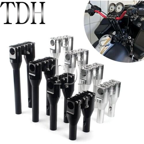 CNC Motorcycle Upright Handlebar Riser Bar Mount Handle Clamp Kit 6" 8" 10" 12" For Harley Dyna Chopper Bobber Sportster Custom