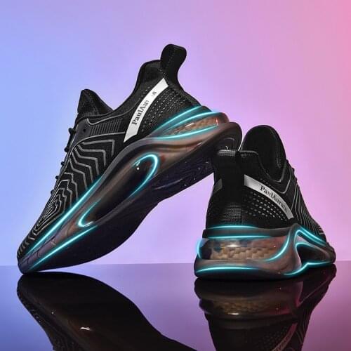 High Quality Men Reflective Running Shoes Breathable Sneakers Fashion Antiskid Damping Jogging Shoe Outdoor All-match Zapatillas